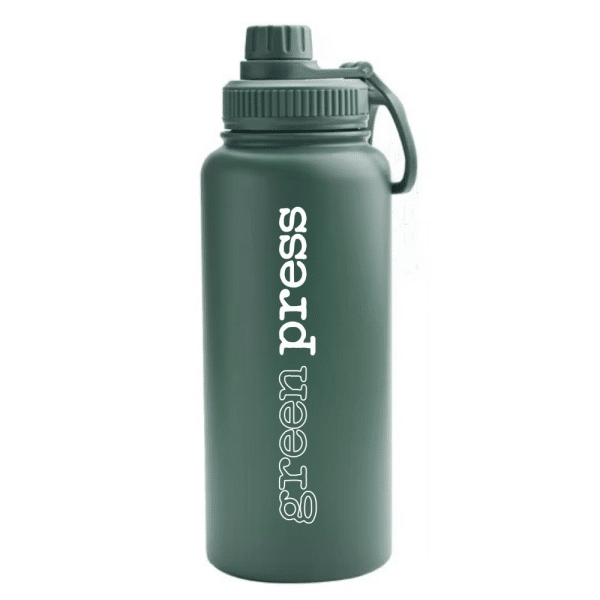 Green Press Stainless Steel Water Bottle 32oz