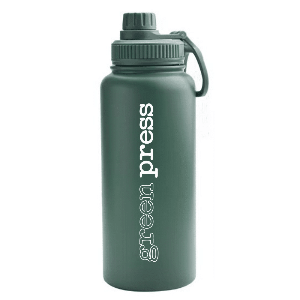 Green Press Stainless Steel Water Bottle 32oz