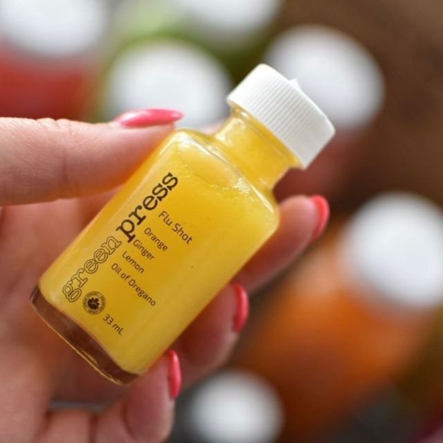 Small yet mighty!  Our Flu Shot is a great remedy to help with those unwanted summer sniffles 🤧. No body wants to be stuck at home when you can be poolside instead. 

 📸: @chewcasual Thank you for the great shot! (Pun intended)

#naturalremedy #greenpressinc #coldpressedjuice #organicjuice #juicebar #smoothiebar #downtownoakville #portcredit #portcreditbia #detox #cleanse #juicecleanse