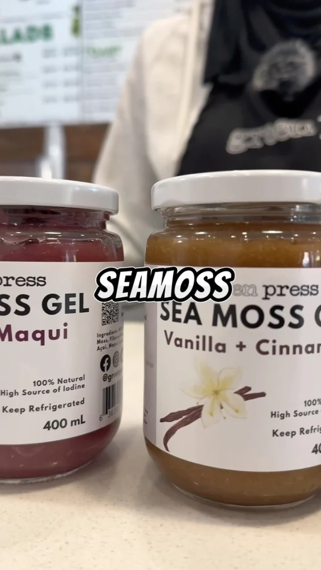 New product alert 🚨 

Introducing our new line up of Sea Moss Gel with 4 flavours to choose from. 

Benefits:

 ⚡️Immunity support 
🍏 Digestive Support, Reduces bloating
💁🏻‍♀️ Supports healthy & glowing skin 
💪 Improves energy levels 

How to consume:
Take 2 tablespoons daily.  Either straight out of the jar or add to your smoothie. 

Pick up your jar today your body will thank you!

#seamossbenefits #seamoss #seamossgel #greenpressinc #juicebar #oakville #superfoodbenefits